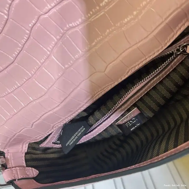 Affordable Bag Pink Tiffany Baguette In Crocodile Leather Medium Fendi 0609